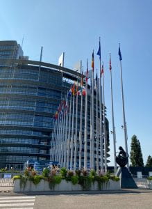The EU Parliament Building in Strasbourg, France.