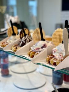 an image of Belgian waffles with ice cream