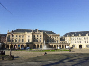 A view from the outside of the Opera: The Metz Opera is stunning during the day but even more stately at night