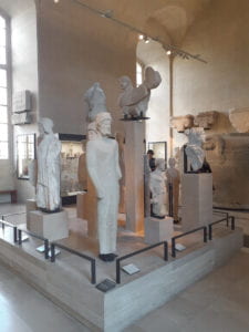 Artifacts in a Louvre exhibit